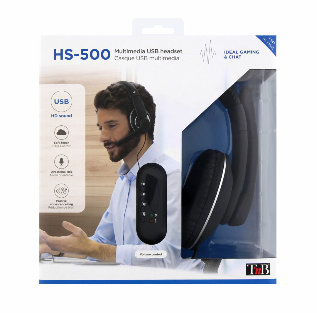 T'NB Micro Casque FILAIRE HS-500 USB_NOIR