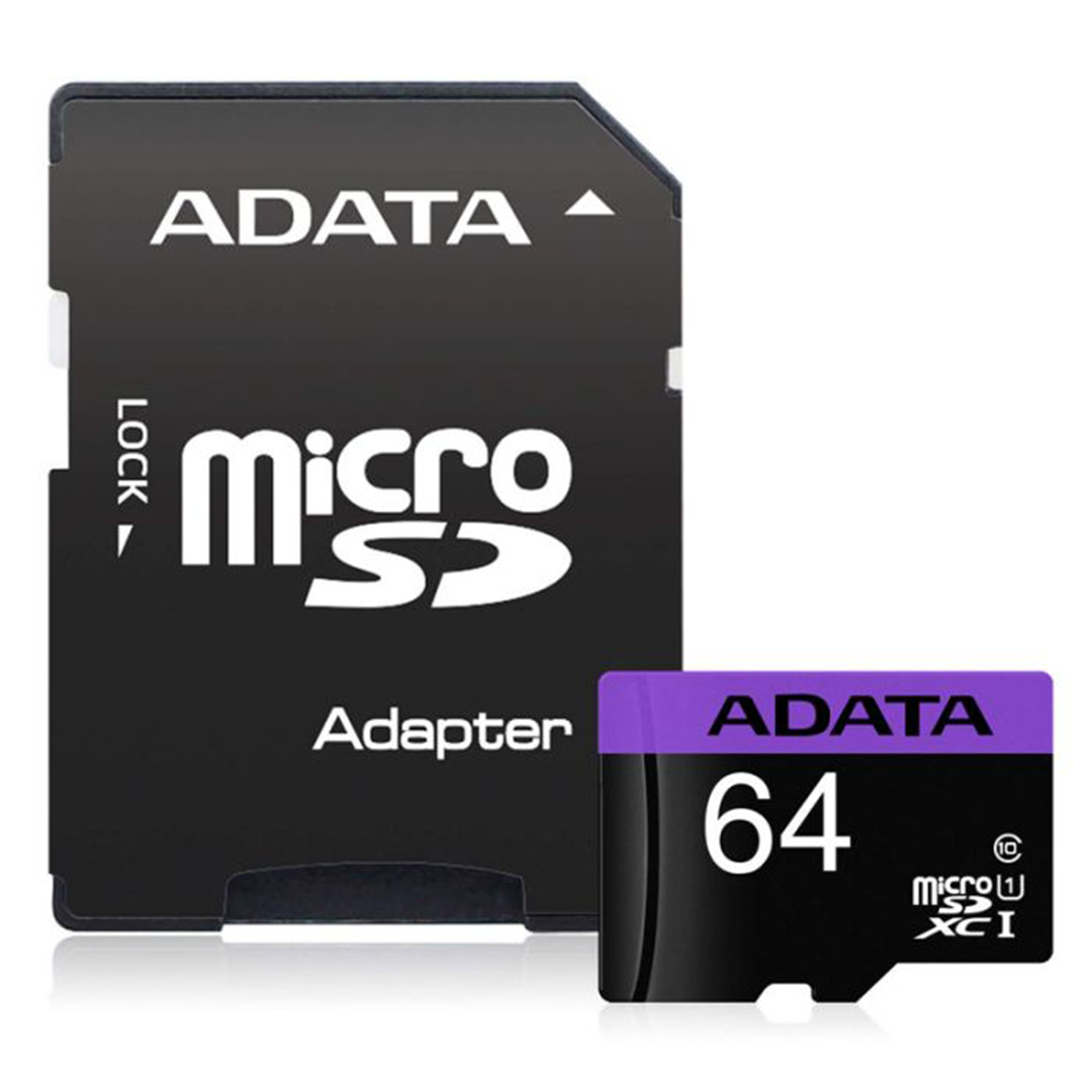 ADATA Carte Mémoire CLASS 10 (64GO/SDXC)_NOIR Avec ADAPTATEUR