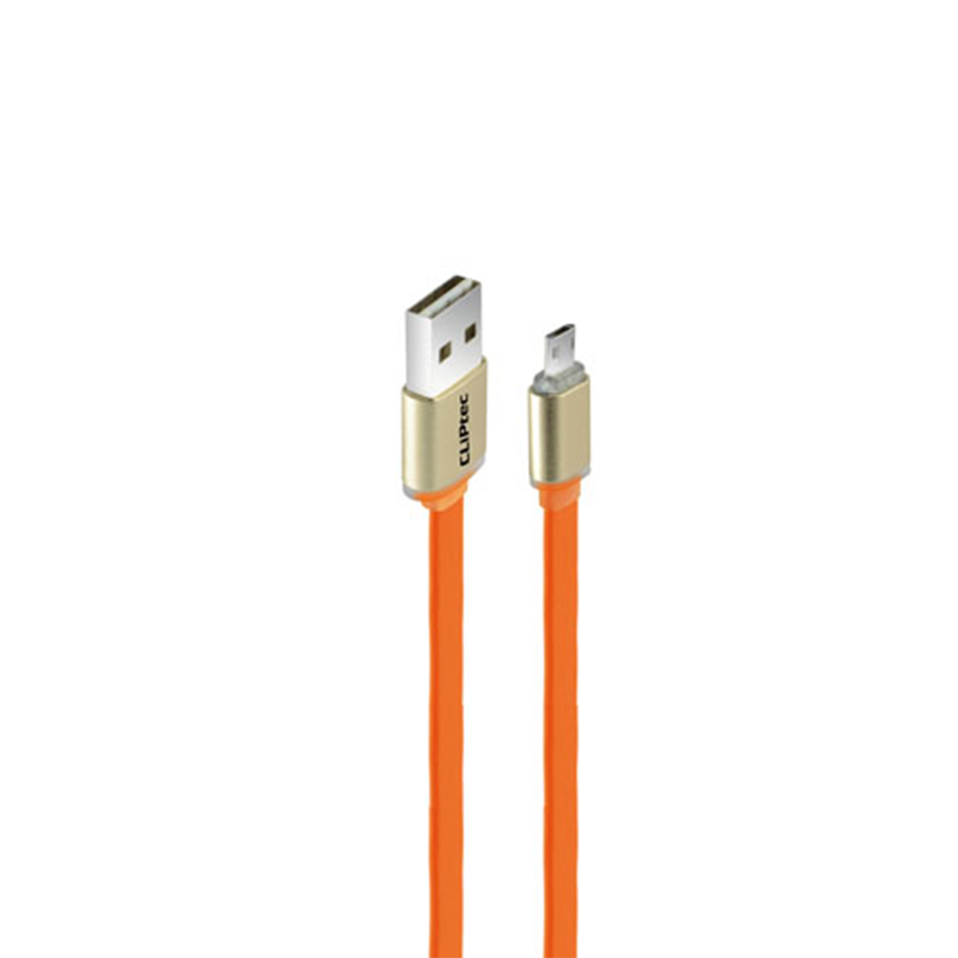 Câble PLAT CLIPtec OCC132 MICRO USB 2.0 Réversible Double_ORANGÉ