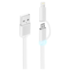 Câble PLAT LUMILUX CLIPtec OCC142 2EN1 USB2.0 Vers MICRO-USB_BLANC