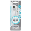 Câble PLAT LUMILUX CLIPtec OCC142 2EN1 USB2.0 Vers MICRO-USB_BLANC