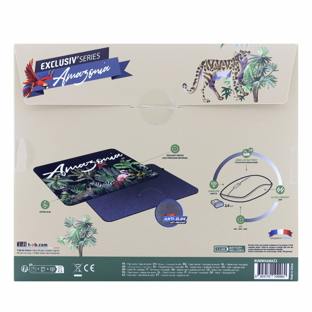 T'NB Bundle Tapis & Souris sans fil AMAZONIA EXCLUSIV_NOIR & VERT