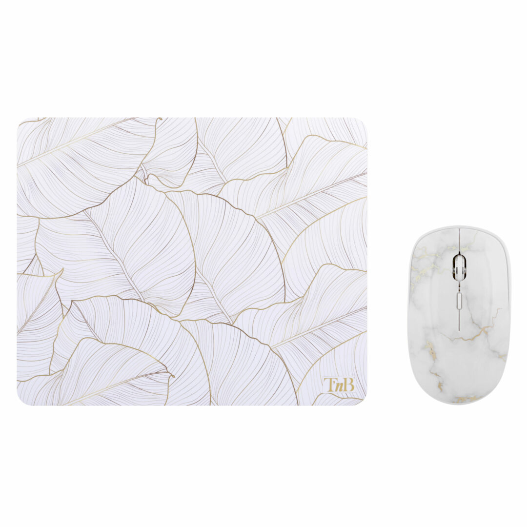 T'NB Bundle Tapis & Souris sans fil GOLD EXCLUSIV_BLANC & DORÉ