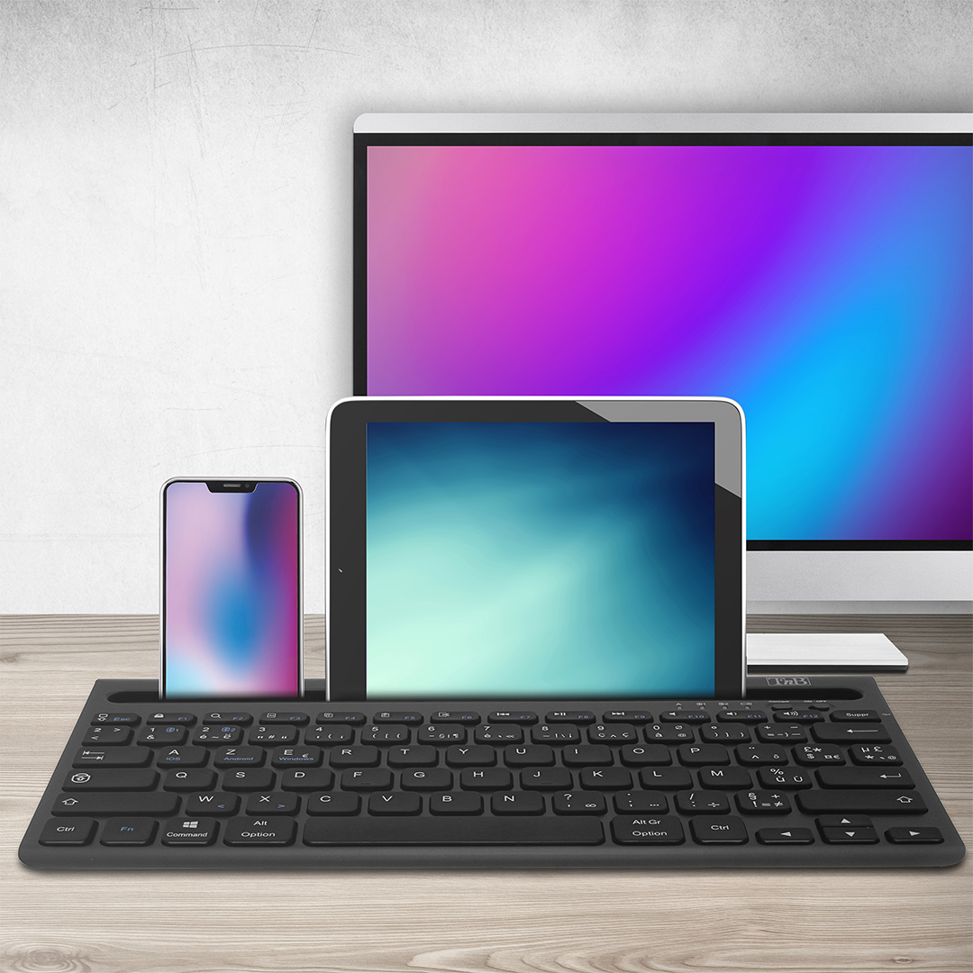 T'NB Clavier Bluetooth Multi-Device Sans Fil_ARGENTÉ & NOIR