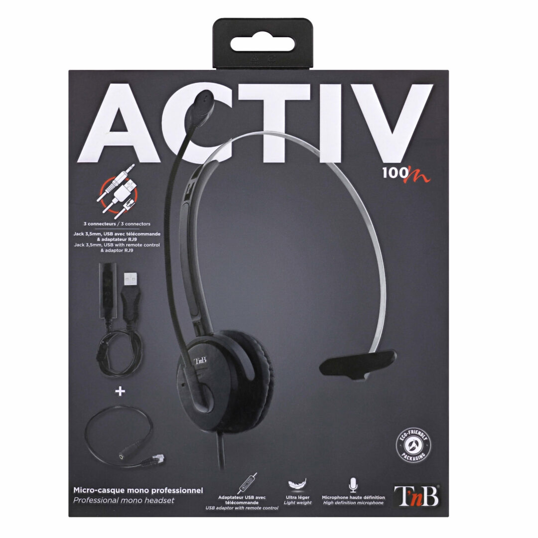 T'NB Micro Casque Mono ACTIV 100M_NOIR