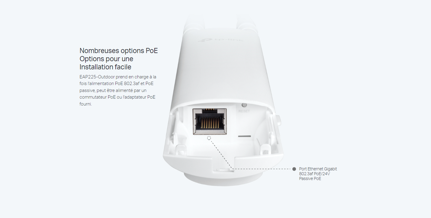 Points d'Accès MURAL TP-LINK WiFi Mesh AC1200 MU-MIMO Gigabit Extérieur (IP65)_BLANC