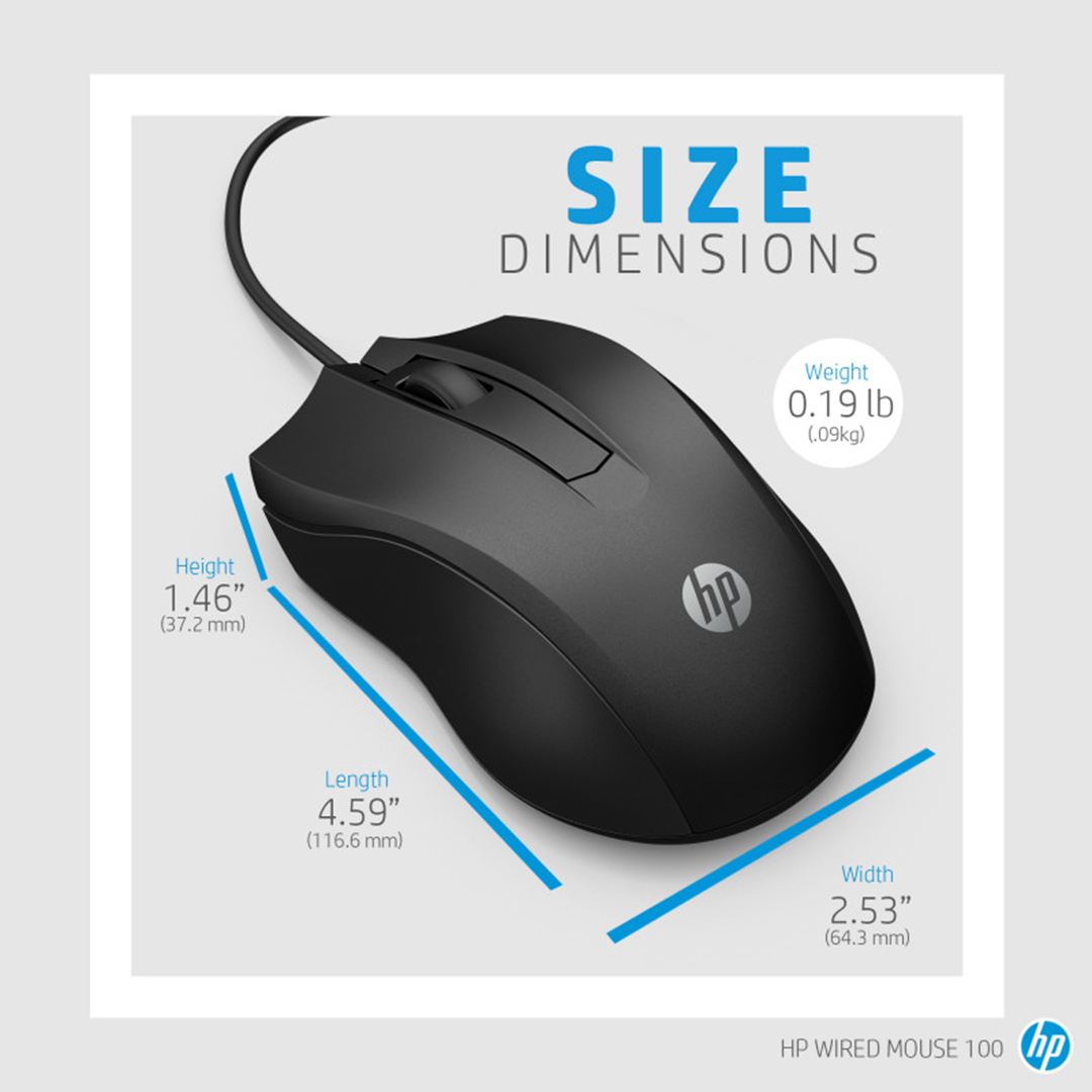 Souris HP Filaire 100 USB 1600Dpi_NOIR